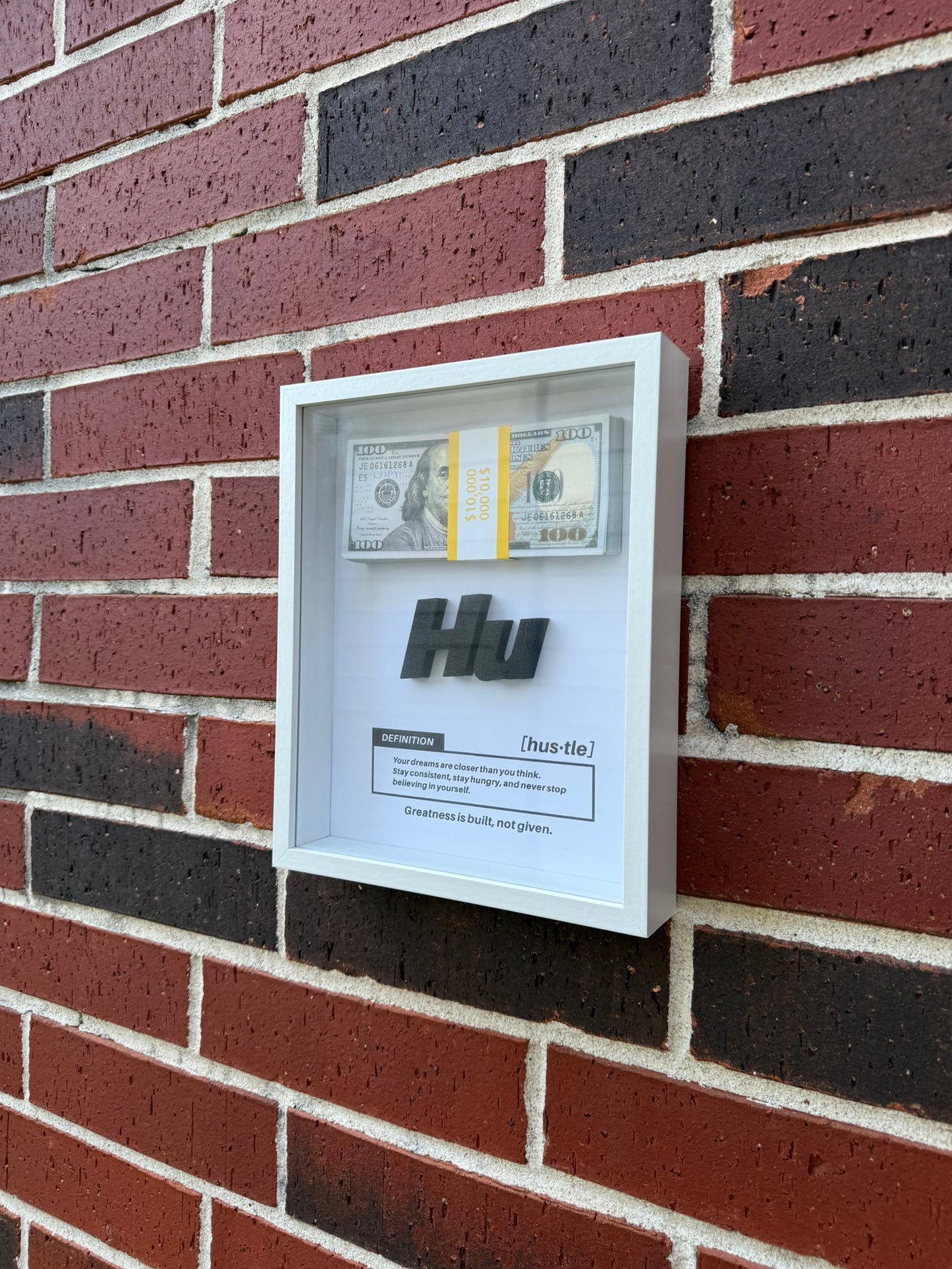 Hustle Definition Shadow Box with Cash