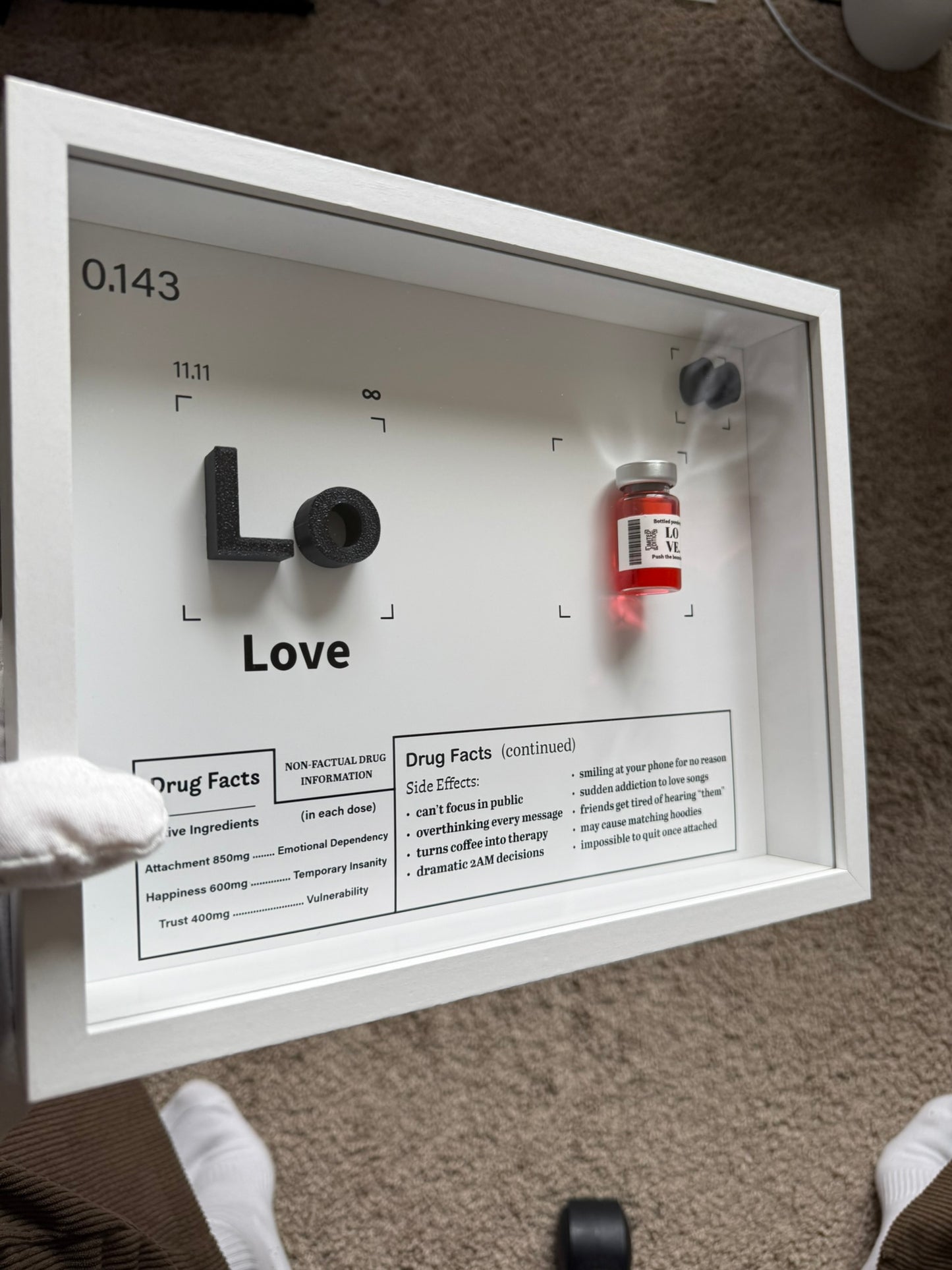 Love Element Shadow Box with Vial — Funny & Romantic Anniversary Gift