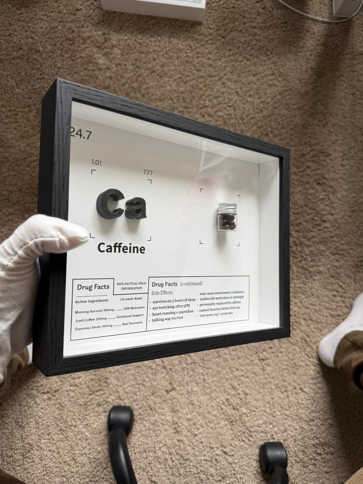 Caffeine Element Shadow Box with Coffee Beans