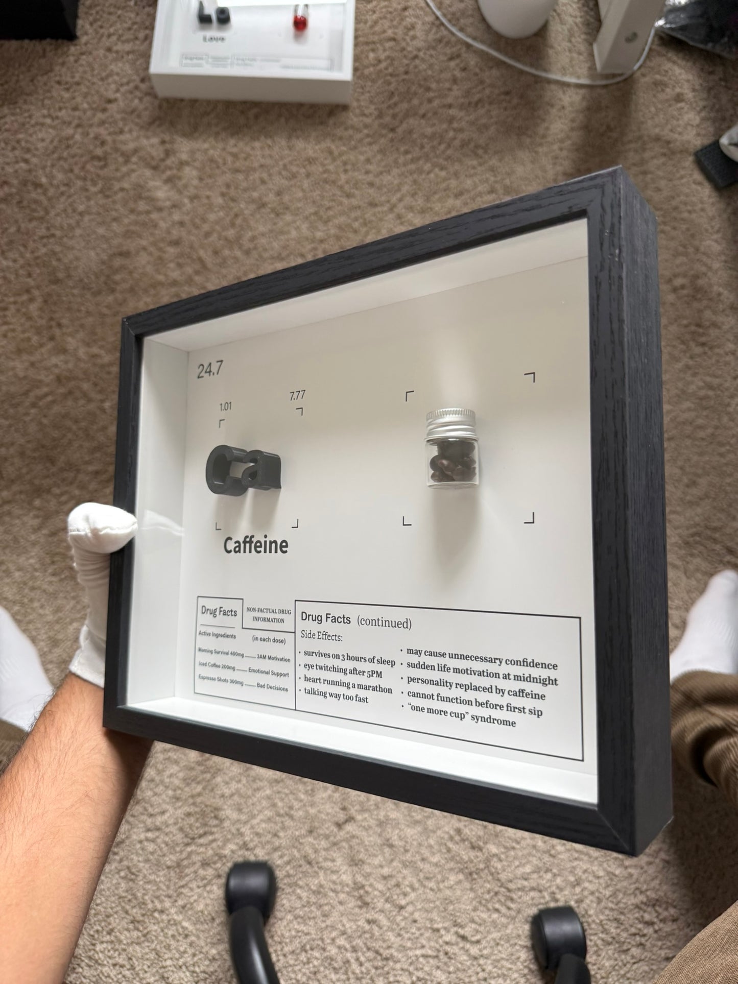 Caffeine Element Shadow Box with Coffee Beans