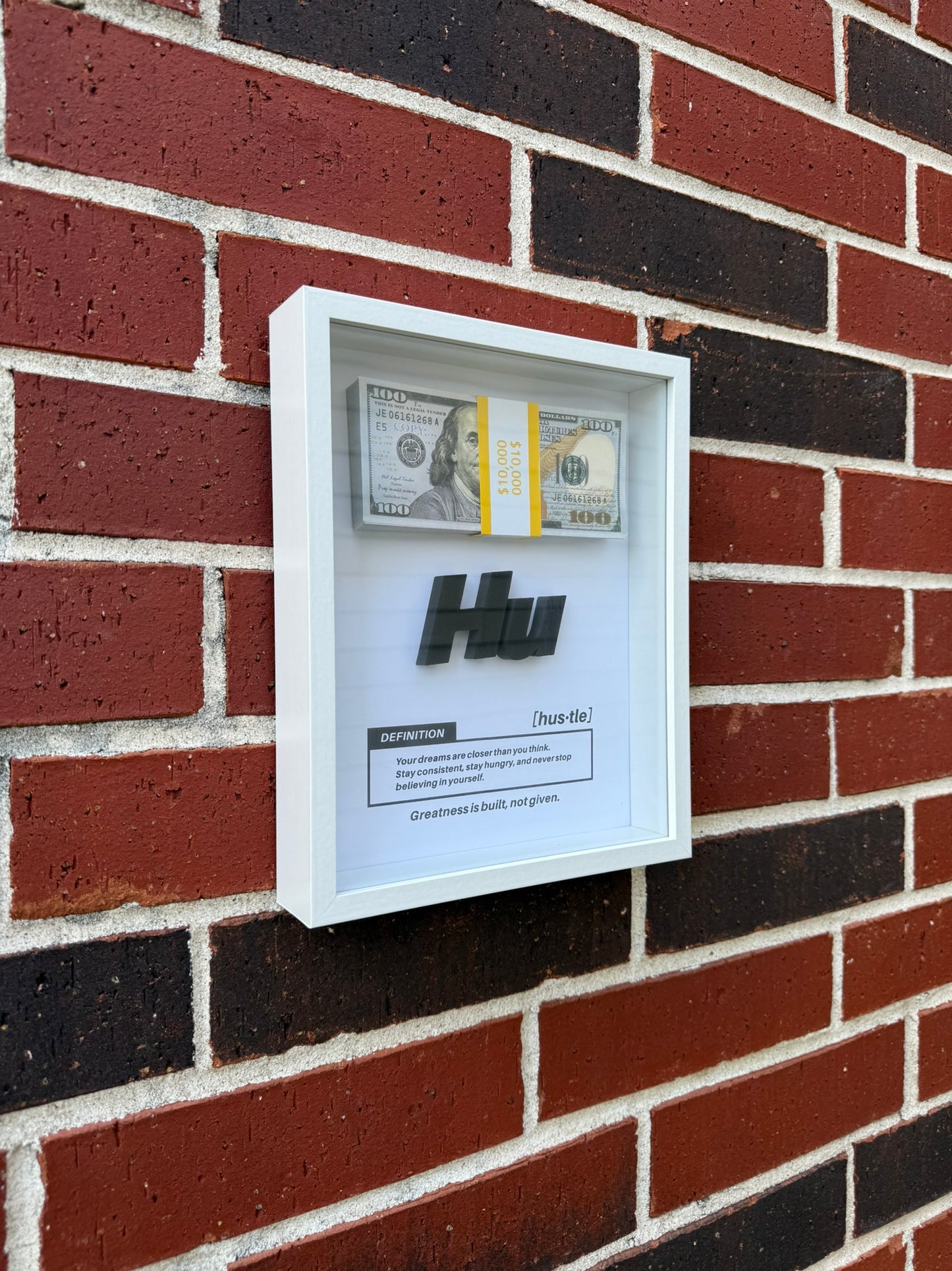 Hustle Definition Shadow Box with Cash